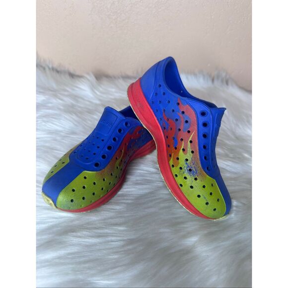 Natives Shoes Kids Robbie Sugarlite Print Chartreuse flame Size C11 - Picture 11 of 11